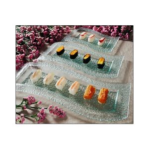 Wavy Rectangular Rim Plate Clear 500x190x25 mm - Blue Pumpkin
