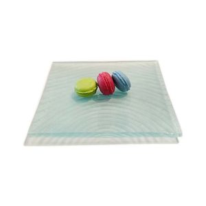 Square Wavy Glass Plate Sandblasted 200x200x6 mm - Blue Pumpkin